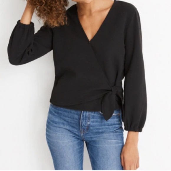 Madewell Tops - Madewell Texture & Thread black tie wrap top